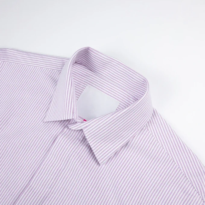 Men's 100% Cotton Oxford Casual Shirts Striped Long Sleeve Hidden Placket Checked Design Embroidery Applique