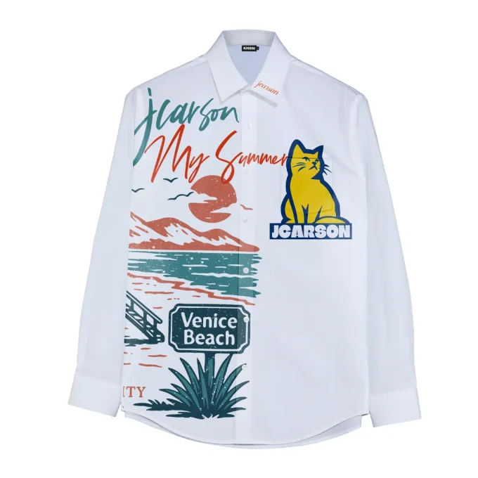 Self-design Men's Fashionable Multiple Colors Digital Printed Breathable Quick Dry Long Sleeve Cotton Blend Broadcloth Shirts