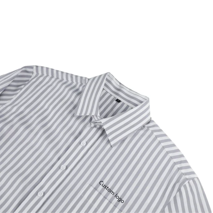 Men's 100% Cotton Bead Embroidery Stripes Patchwork Two-pieces Casual Long Sleeve Button-up Shirts