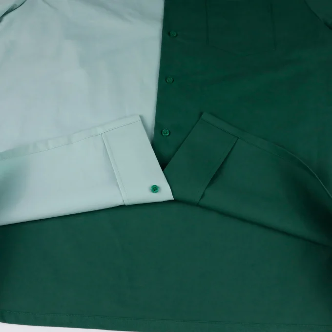 Men's Summer Outwear Shirt Short Sleeve Green New Style Solid Pattern Anti-Wrinkle Embroidered Pure Cotton Patched