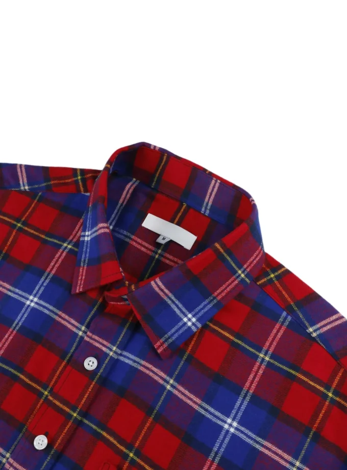 100% Cotton High Quality Printing Men's Plaid Short Sleeve Shirts