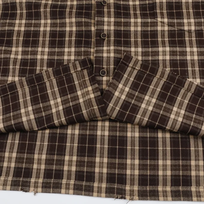 Men's Distressed Vintage Style Embroidered Long Sleeve Check Shirts