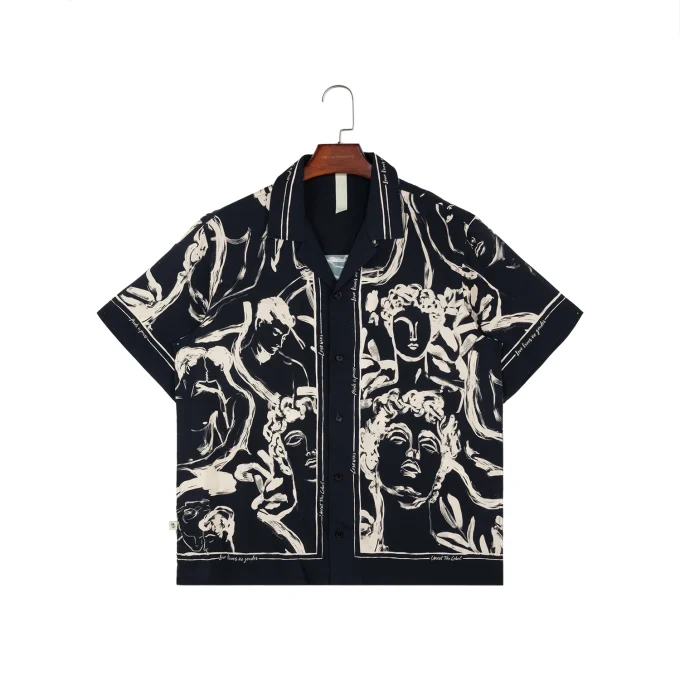 High Quality Casual Short Sleeve Shirt Vintage Style Digital 3D Printed Shirts for Men Men's Shirts