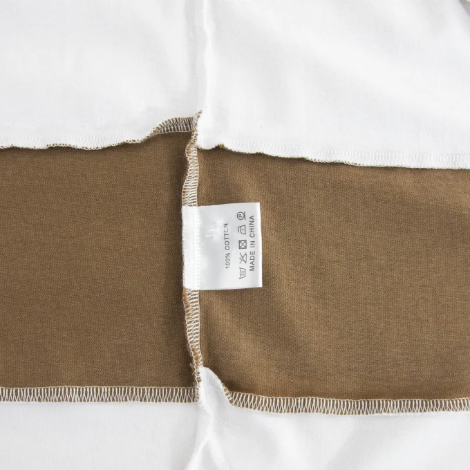 Men's Short Sleeve Softy Shirt in White and Brown Woven Fabric Cross Stripe 100% Cotton Supply