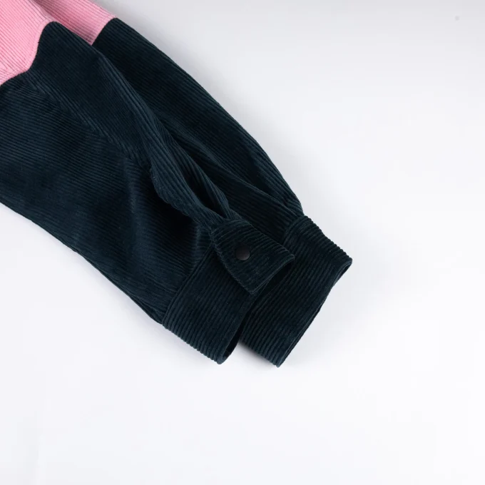 Men's Casual Corduroy Snap Button Jacket with Zipper Patchwork Design