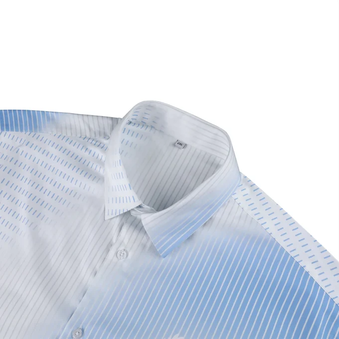 New Arrivals Ins Style Men's Blue and Free Air Stripe Button Down Short Sleeve Boxy Fit Shirts