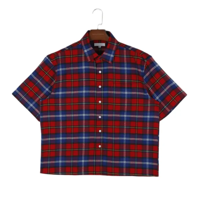 100% Cotton High Quality Printing Men's Plaid Short Sleeve Shirts