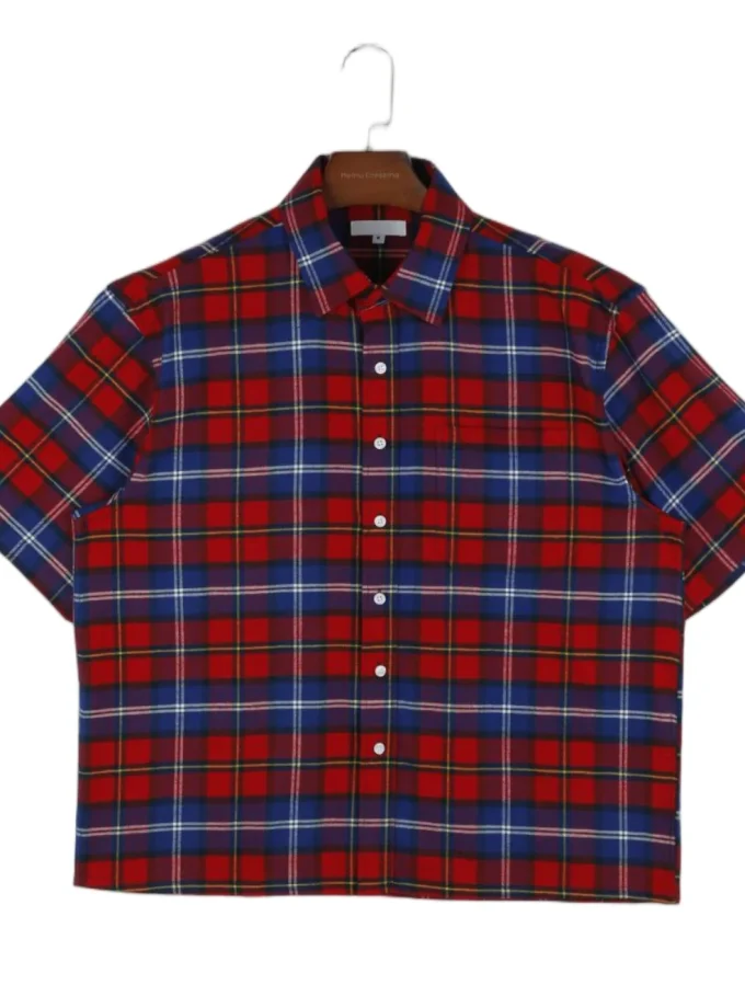 100% Cotton High Quality Printing Men's Plaid Short Sleeve Shirts