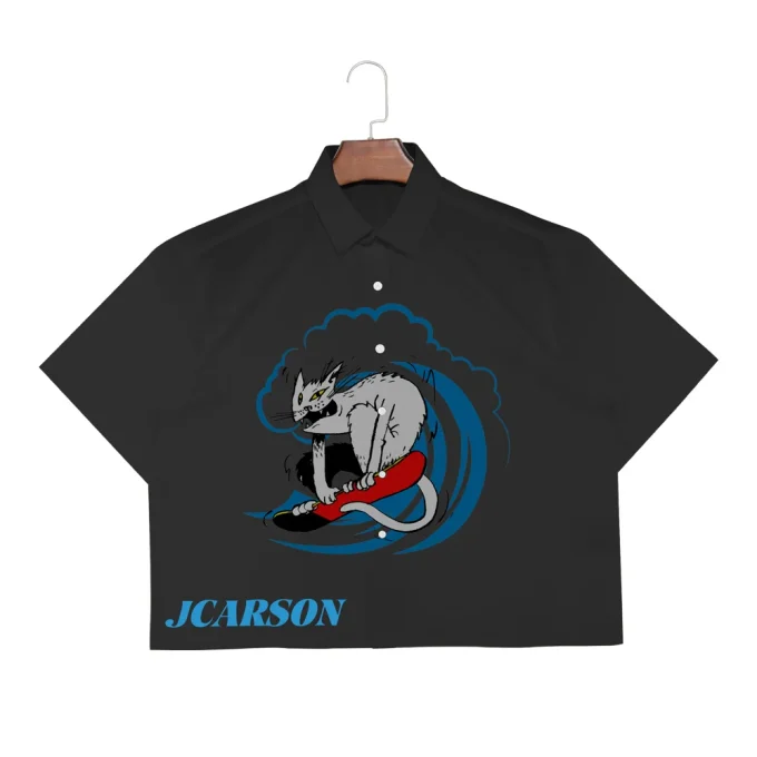 Men's 100% Cotton Breathable Anti-Wrinkle Single Breasted Button Short Sleeve Shirts Turn-Down Collar Animal Print Summer Casual