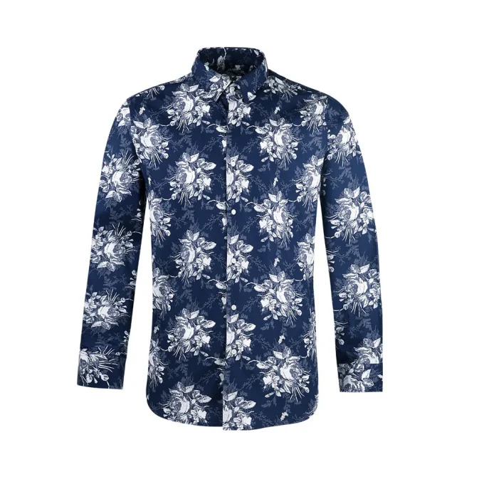 Button up Collar Floral Printing Shirts High Quality Fully Shirts for Man