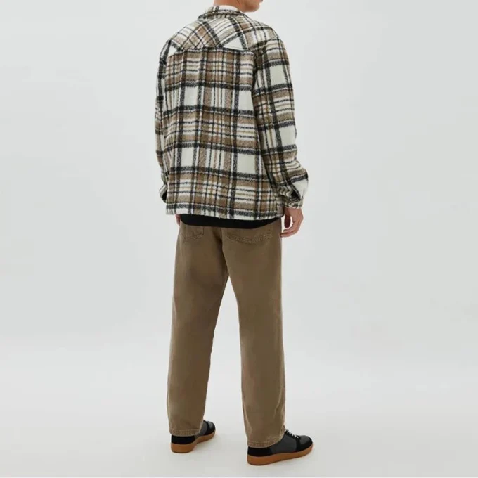 Streetwear Jacket Coats Men Autumn Fashion Plaid Blend Wool Outerwear Long Sleeve Turn-down Collar Button-up Coat for Men