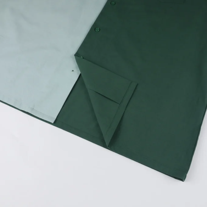 Men's Summer Outwear Shirt Short Sleeve Green New Style Solid Pattern Anti-Wrinkle Embroidered Pure Cotton Patched