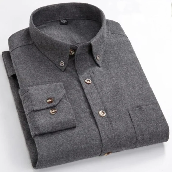 Mens Quilted Cheap Shirts Long Sleeve Winter Solid Color Cotton Button Down Shirt Direct Supply