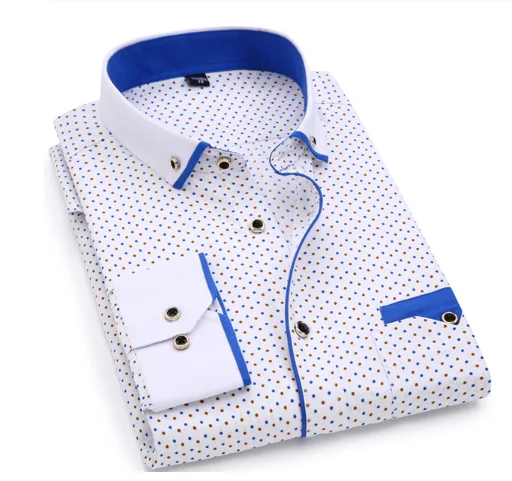 Men's High Quality Contrast Colors Long Sleeve Dress Shirts