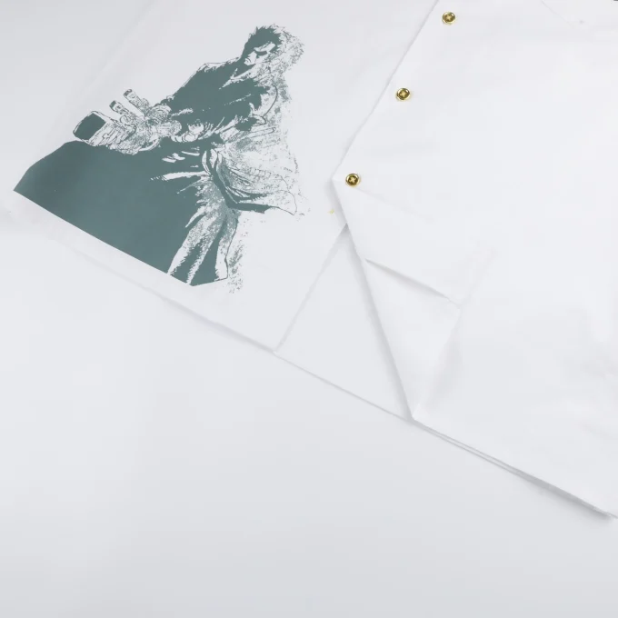 Men's White Digital Printed Short Sleeve Shirts