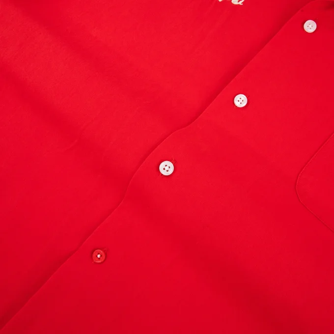 Men's 100% Cotton Red Button Down Short Sleeve Shirts for Summer