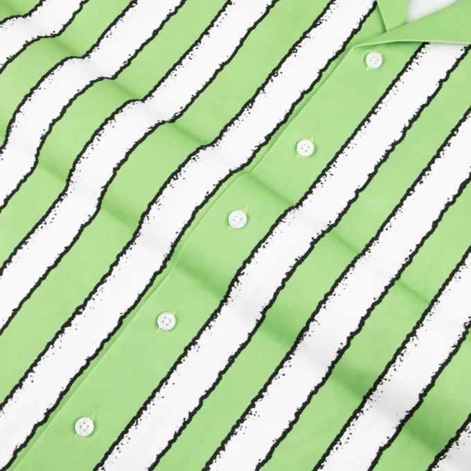 New Arrivals Innovative Design Short Sleeve Shirts Summer Beach Vacation Aesthetic Green Striped Button Down Shirt for Men Boxy