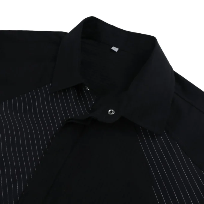 Patchwork Corduroy Embroidered Long Sleeve Cotton Blend Men's Shirts