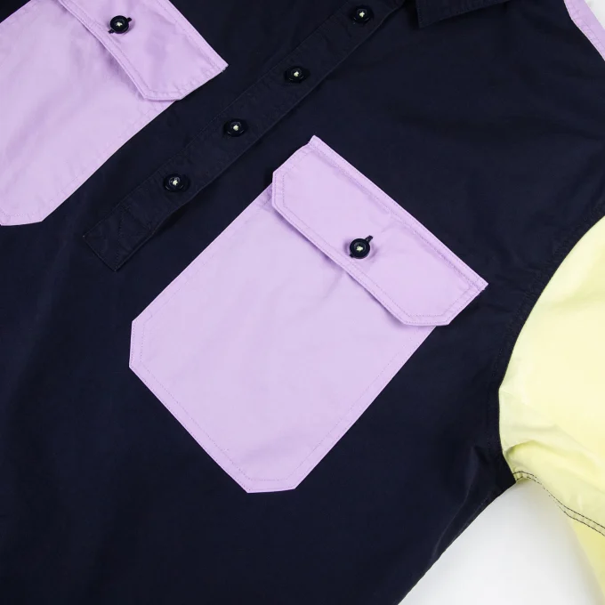 Unisex Casual Summer Spliced Shirt Men's Short-Sleeved Loose Multi-Pocket Embroidered Cargo Country Work Shirts