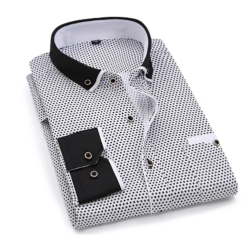 Men's High Quality Contrast Colors Long Sleeve Dress Shirts