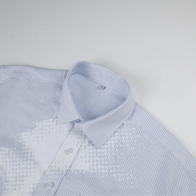 Men's 100% Cotton Casual Striped Printed Single Breasted Long-Sleeved Shirts