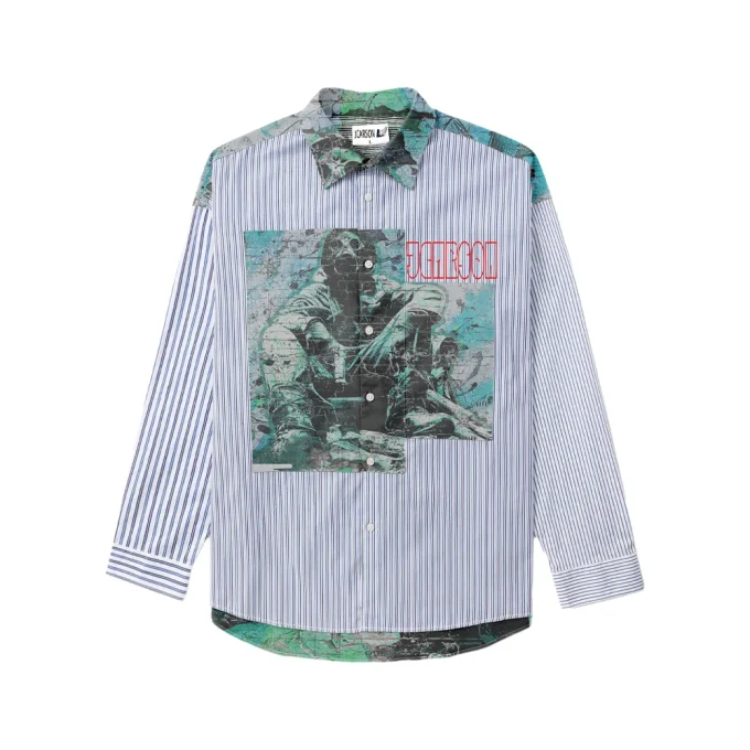 Oversized Vintage Boxy Fit Cropped Graphic Print High Quality Long Sleeve Casual Style Shirt Breathable Spring