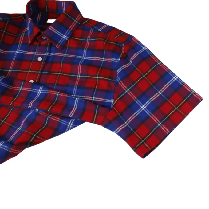 100% Cotton High Quality Printing Men's Plaid Short Sleeve Shirts