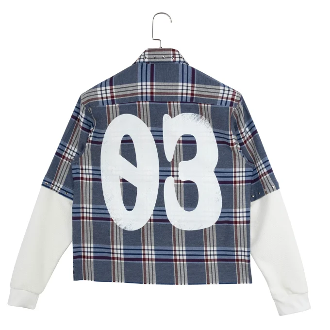 100% Cotton Printing Studs Removable Sleeves Quilted Lined Plaid Stylish Casual Flannel Shirts for Men