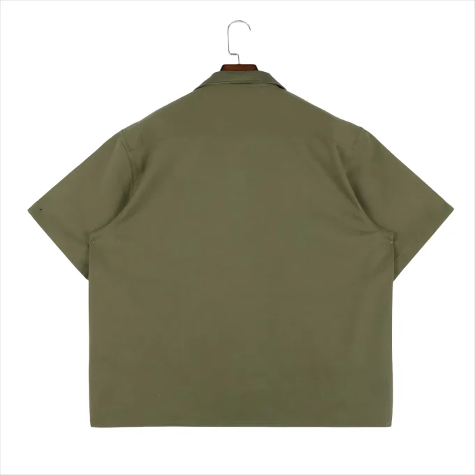 Green Men's Casual Button Down Short Sleeve Fashionable Embroidered Breathable Knitted Shirts