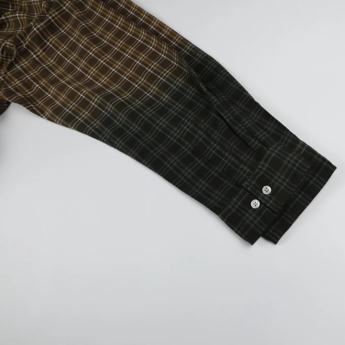 Vintage Style Men's Patchwork Flannel Rhinestone Plaid Long Sleeve Autumn 100% Cotton Shirts