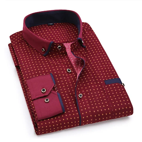 Men's High Quality Contrast Colors Long Sleeve Dress Shirts