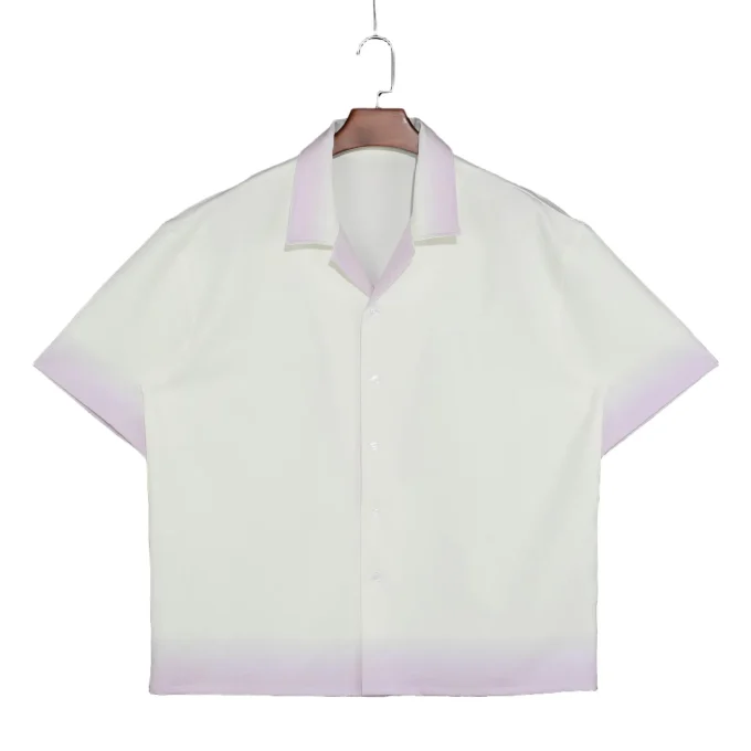 Summer Men's Gradient Colors Printed Button Down Short Sleeve Shirts