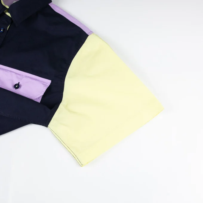 Unisex Casual Summer Spliced Shirt Men's Short-Sleeved Loose Multi-Pocket Embroidered Cargo Country Work Shirts