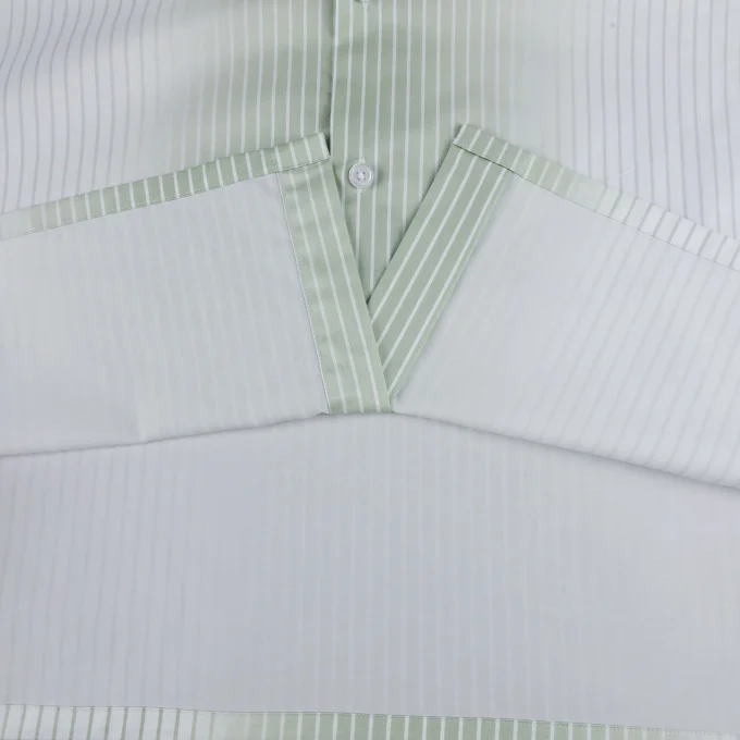 New Design Fashion Style Men's Green and White Stripe Button Down Long Sleeve Regular Fit Shirts