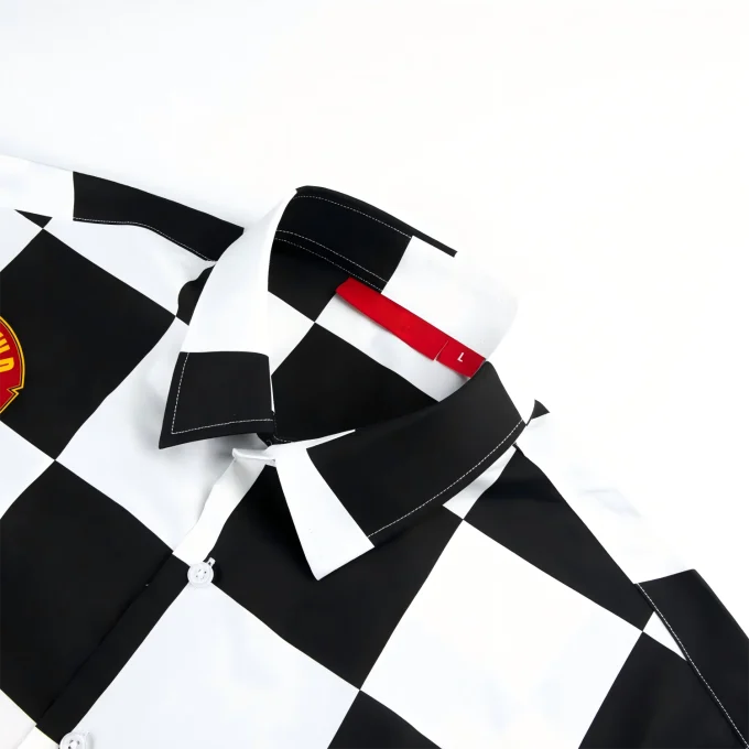 Casual Oversize Crop Check Plaid Shirts for Men Vintage Print Cotton for Summer Streetwear DTG Men's Shirt