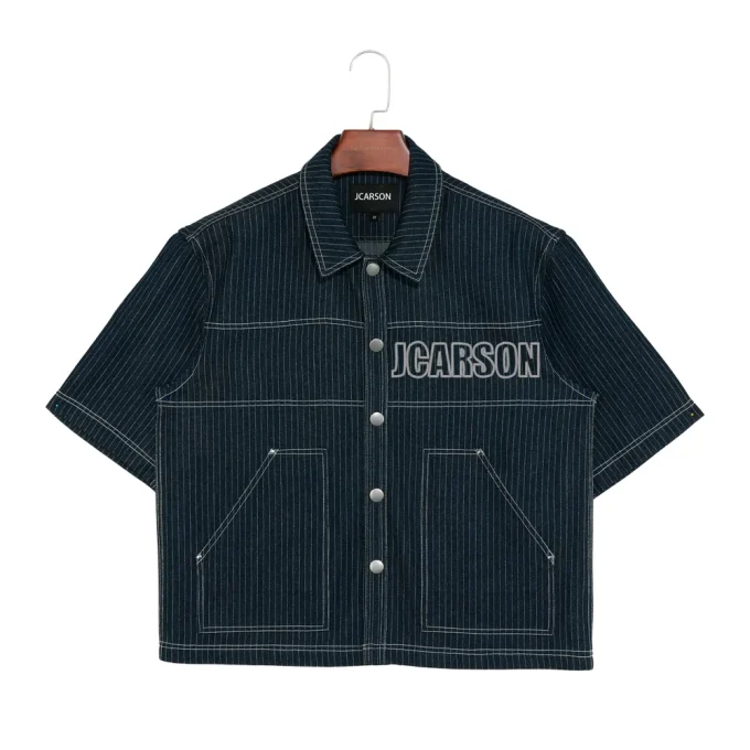 Premium Men's Corduroy Boxy Style Short Sleeve Shirts 100% Cotton Anti-Wrinkle Embroidered