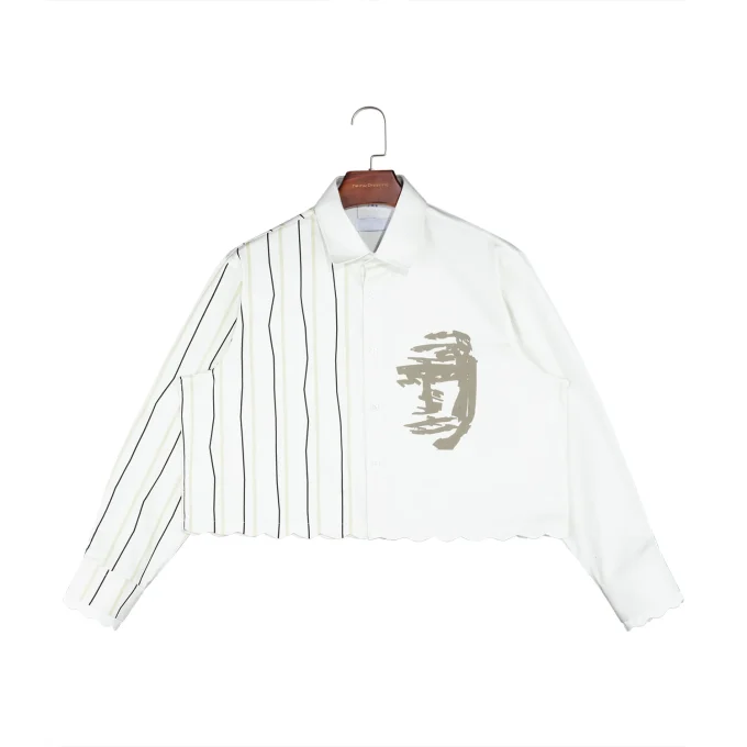 Simple Striped Cardigan Long Sleeved Casual Shirt for Men XL Size Tie Dye Technique for Autumn