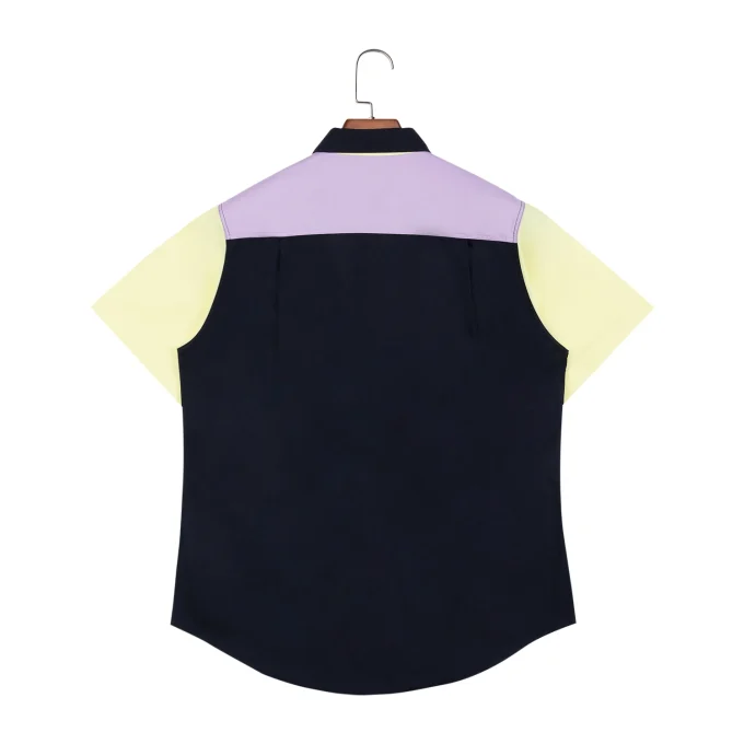 Unisex Casual Summer Spliced Shirt Men's Short-Sleeved Loose Multi-Pocket Embroidered Cargo Country Work Shirts