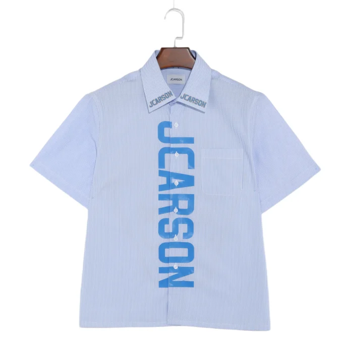 Self-design Men's Casual Printed Applique Stripes Short Sleeve 100% Cotton Anti-Wrinkle Anti-Pilling Quick Dry Shirts