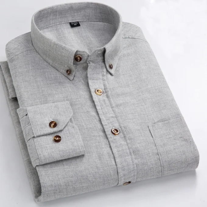 Mens Quilted Cheap Shirts Long Sleeve Winter Solid Color Cotton Button Down Shirt Direct Supply
