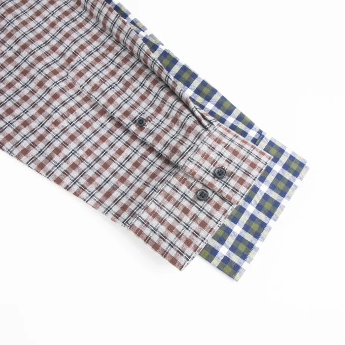 Direct Streetwear Multicoloured Patchwork Chain Embroidery Cotton Flannel Long Sleeve Designer Shirts for Men