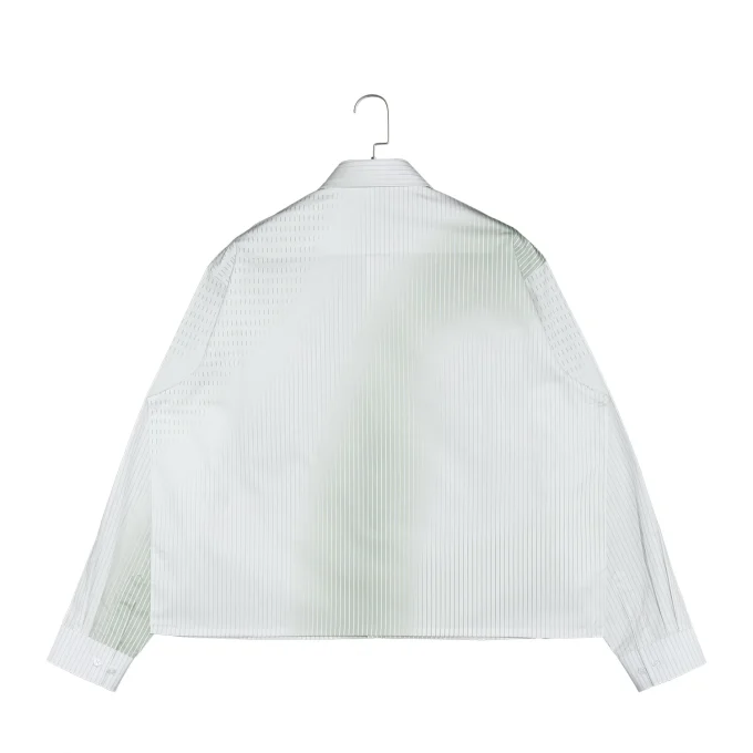 New Design Fashion Style Men's Green and White Stripe Button Down Long Sleeve Regular Fit Shirts