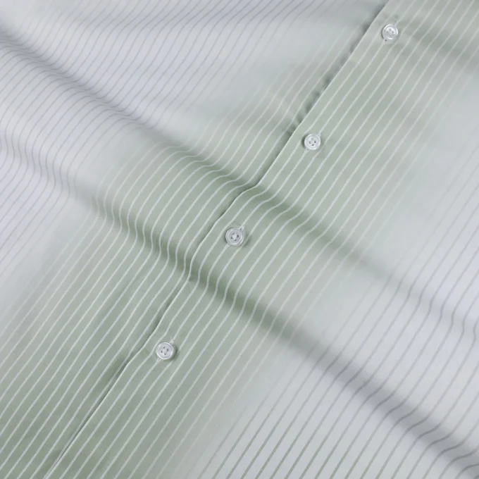 New Design Fashion Style Men's Green and White Stripe Button Down Long Sleeve Regular Fit Shirts