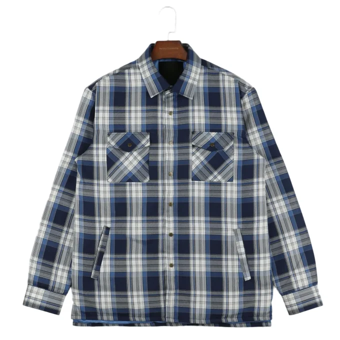 Men's Turn-down Collar Oversized Lined Plaid Long Sleeve Shirts