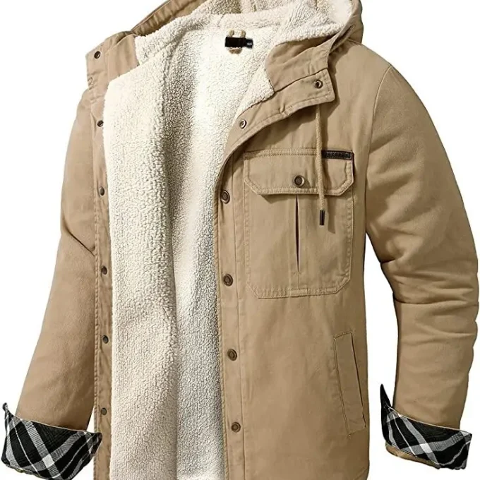 High End Men's Fleece Lined Solid Shirt Autumn Winter Jacket Shirts for Men