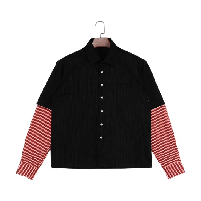 Men's Stripes Two Pieces Long Sleeve Button Down Shirts