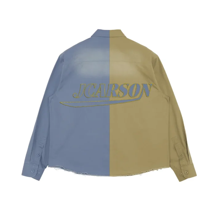 Y2K Men's Casual Patchwork Embroidered Long Sleeve Shirts 100% Cotton Poplin New Design for Autumn Season