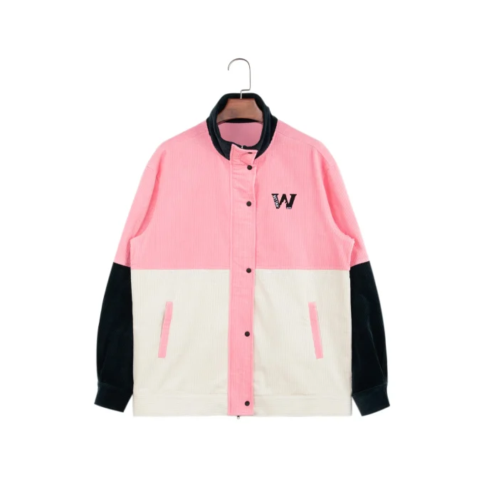 Reversible Zipper Plaid Design Snap Button Jacket for Men Unisex Casual Corduroy Clothing Patchwork Style