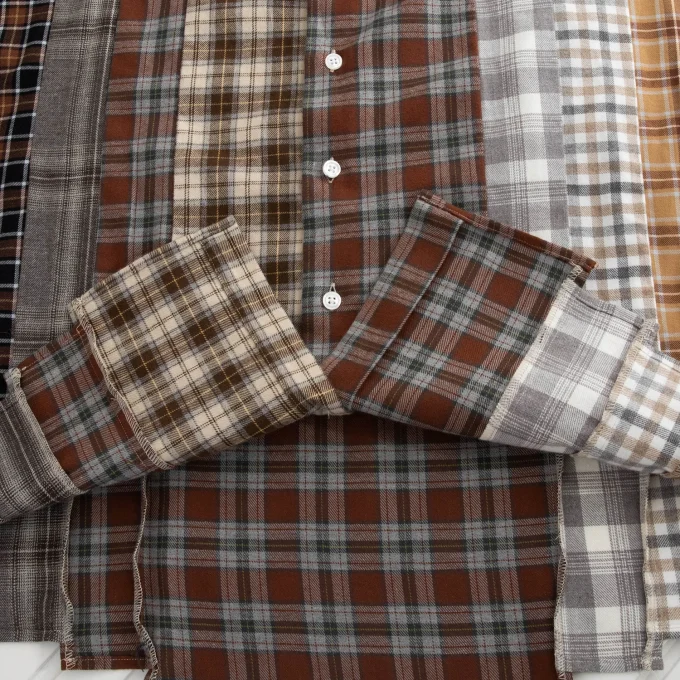 Work Long Sleeve Shirt Plaid Check Design Button up Cotton Flannel Shirts for Men