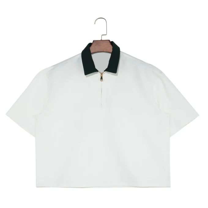 2025 Designer Men's Casual Half-Zip Cotton Tshirt Raglan Sleeve Solid Pattern High Quality Knitted for Spring Season